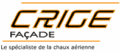 Logo CRIGE FAÇADE, spécialiste de la chaux aérienne, design orange et noir.
